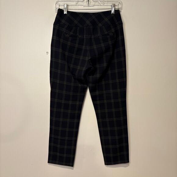 CAbi Women's Sz 2 Connery Ankle Length Trouser Mid Rise Stretch Plaid Blue‎ Tan - Picture 6 of 7